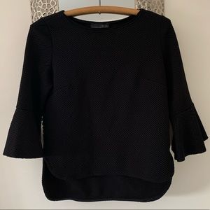 Zara 3/4 Bell Sleeved Black Top